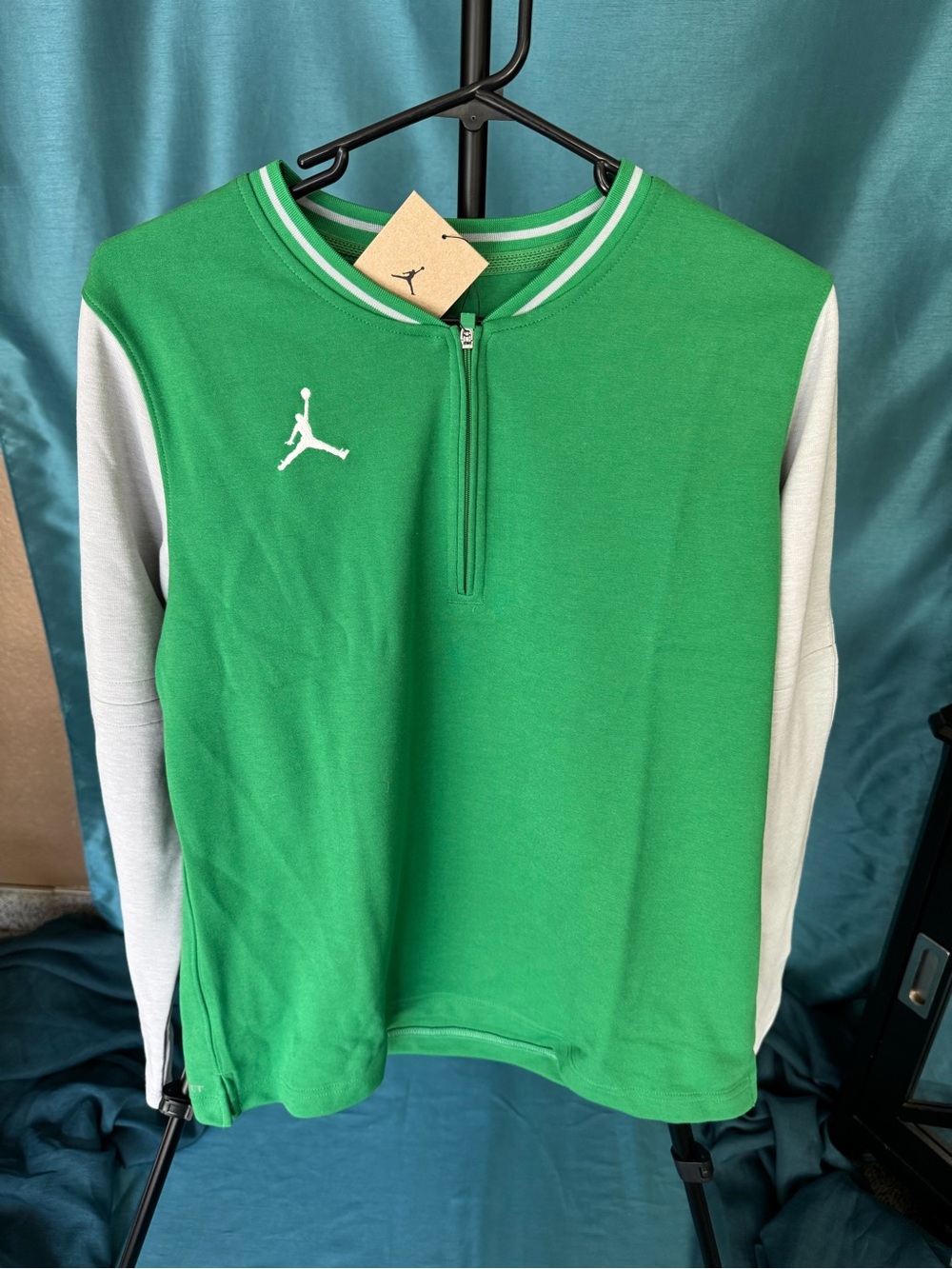 NWT Jordan Dri-FIT Half Zip Coaches Top Green Grey NWT Medium